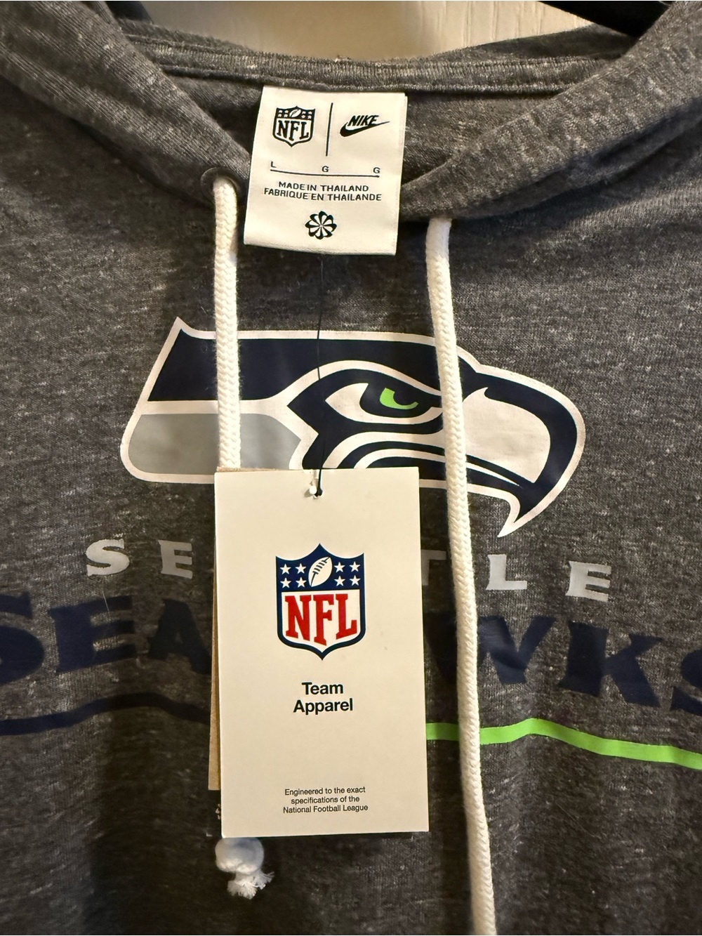 Nike Gray Seattle Seahawks Lightweight Pullover with Hood - Picture 3 of 6
